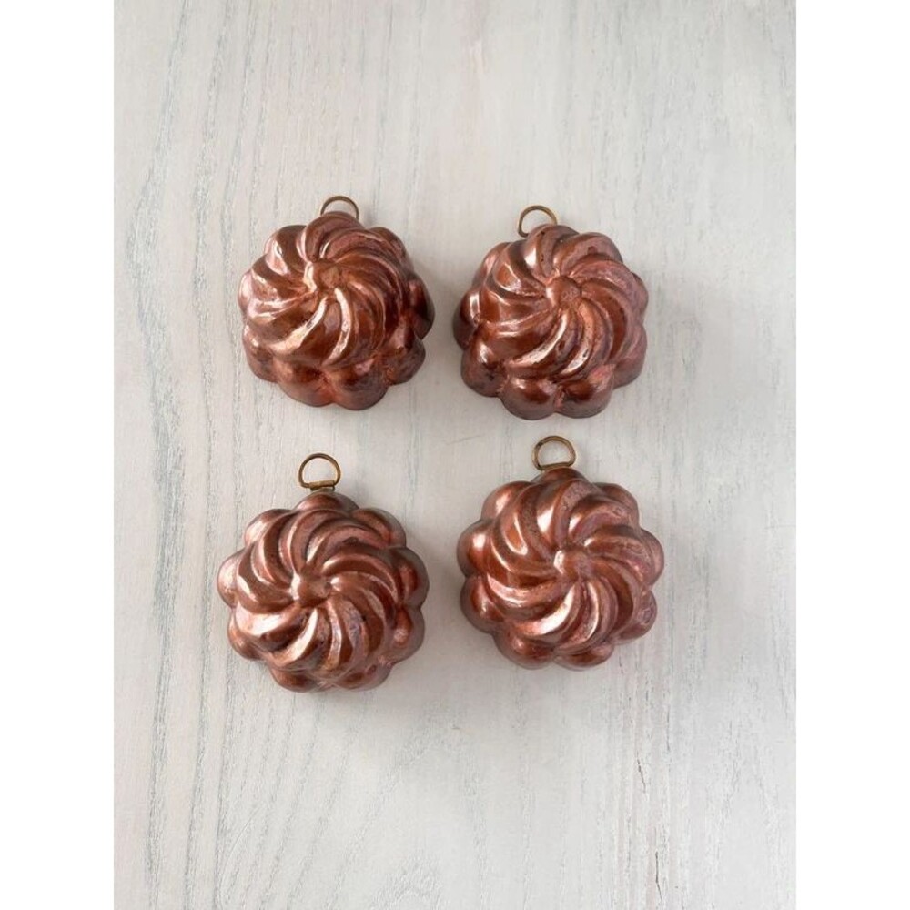 4 Mini Vintage Copper Decor Molds